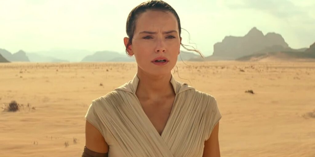 Daisy Ridley as Rey in Star Wars The Rise of Skywalker, set before the Star Wars movie in which she is set to return.