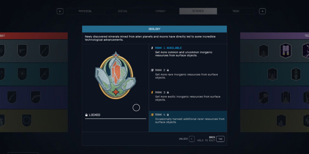 The Geology skill in Starfield