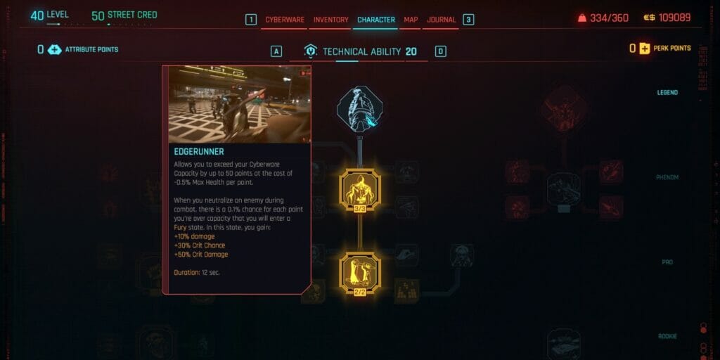 The Edgerunner Perk in CD Projekt Red's dystopian RPG