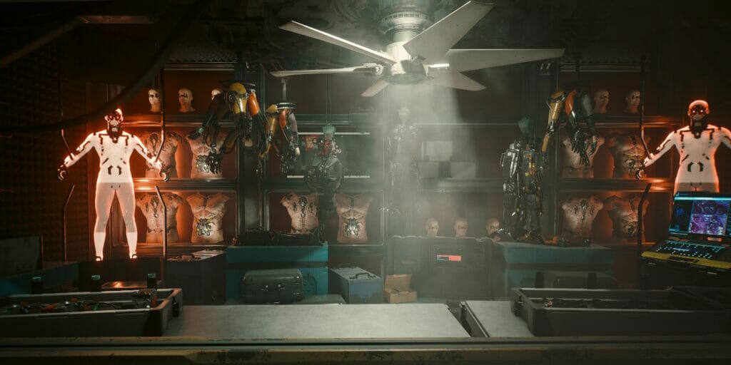 A cyberware shop in Cyberpunk 2077