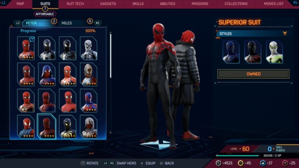 Every Peter Parker Spider-Man Suit in Spider-Man 2