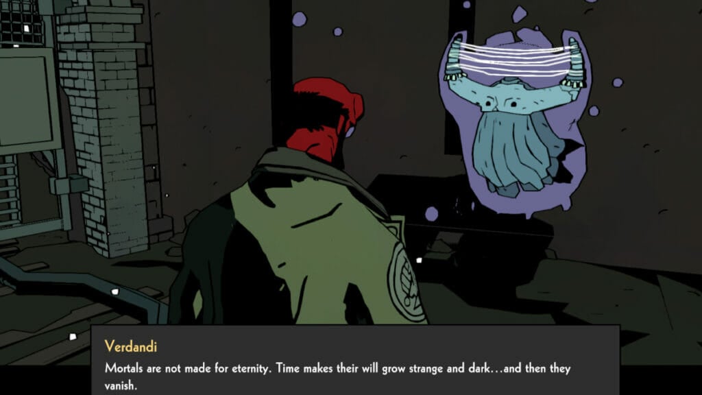 Hellboy speaks with Verdandi