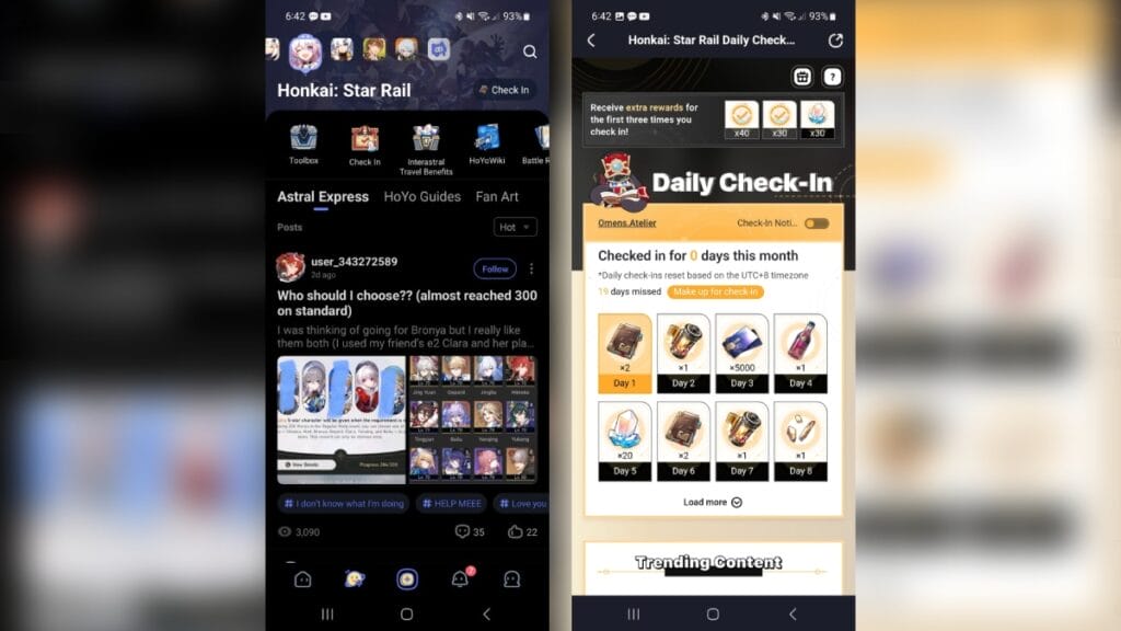 Honkai Star Rail Check in app