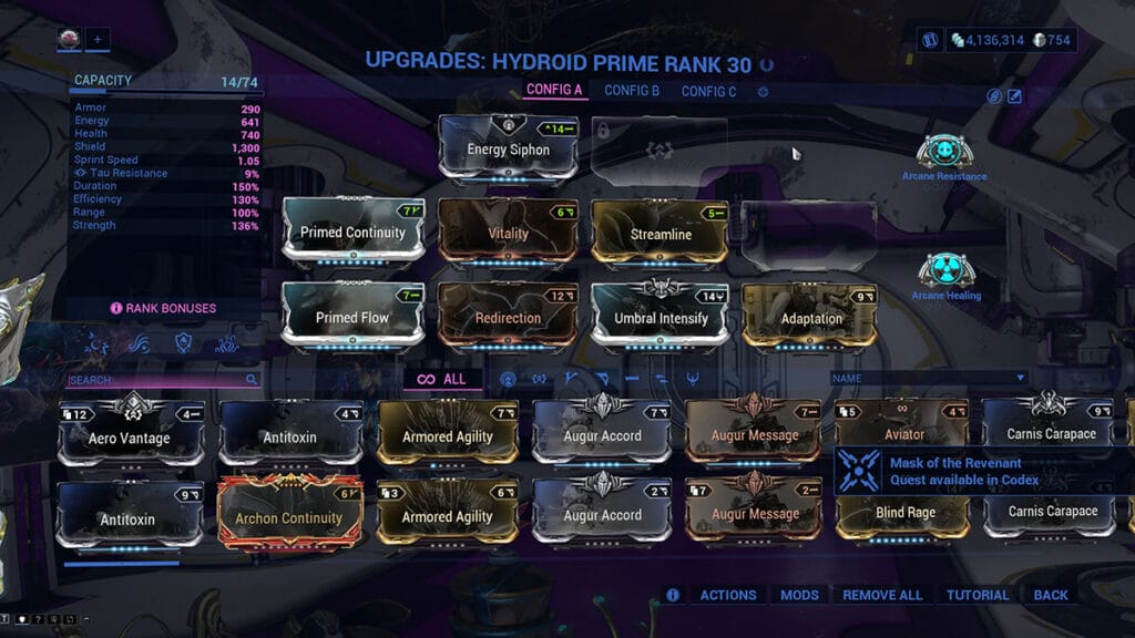 Hydroid Mods in Warframe