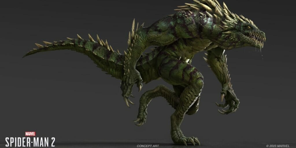 Concept art of Lizard Insomniac Games designed for Spider-Man 2