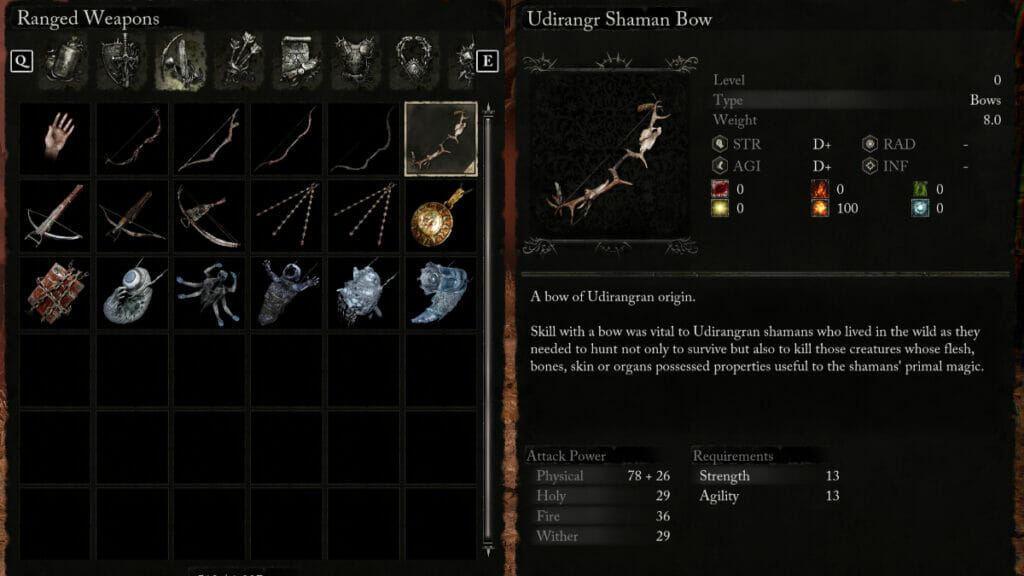 Udirangr Shaman Bow, one of the best ranged weapons in Lords of the Fallen