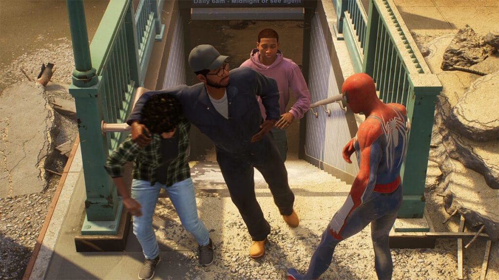 Spiderman 2 Getting people out of subway image.