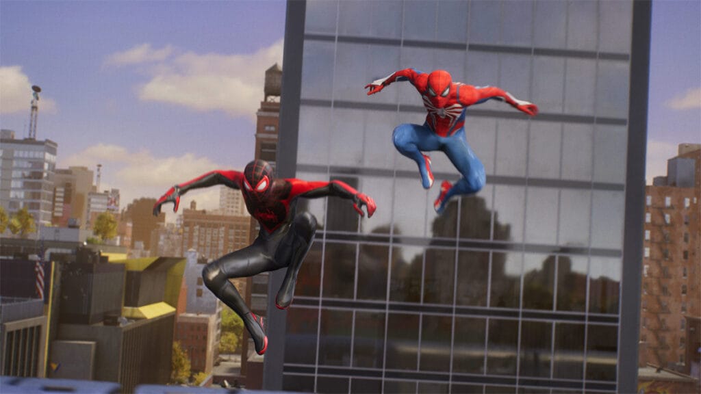 Spiderman 2 both Spidermen together.