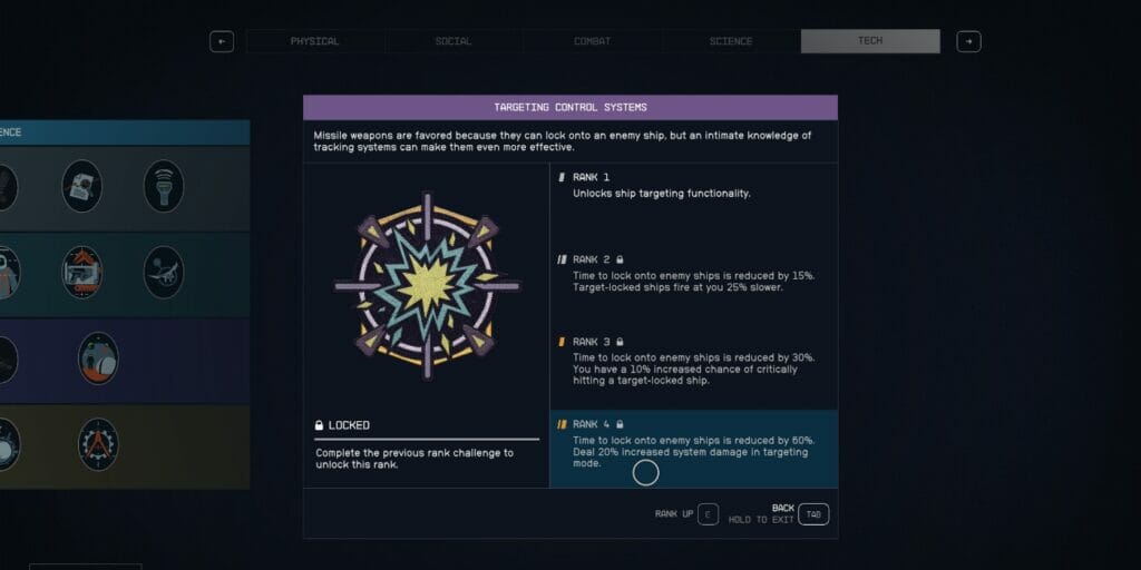 The Targeting Control Systems skill in Bethesda's sci-fi RPG