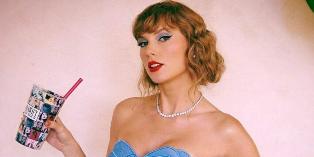 Taylor Swift wore a blue dress to her "Eras Tour" movie premiere