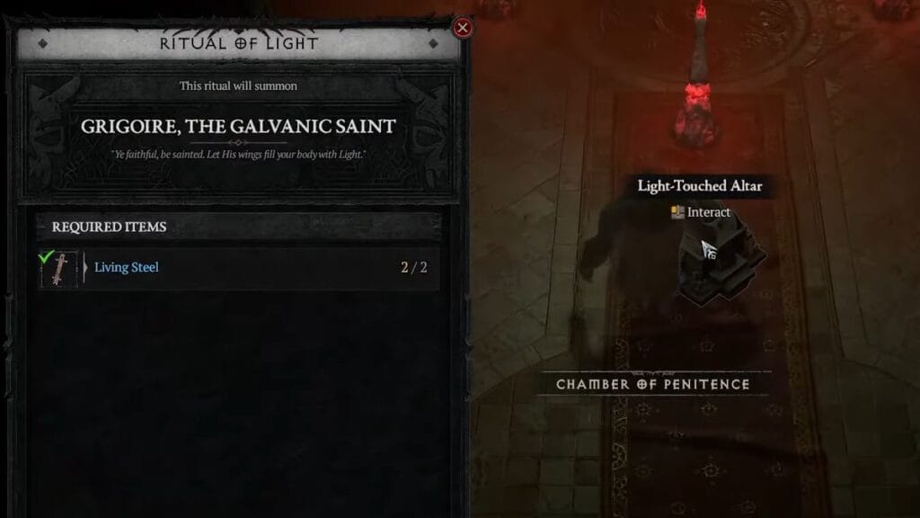 Activating Hall of the Penitent in Diablo 4
