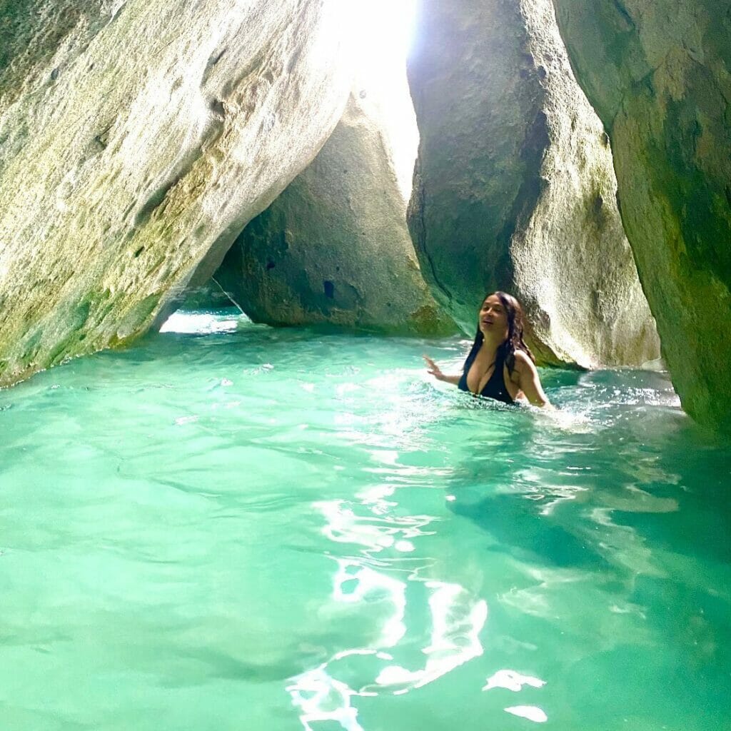 Salma Hayek in a cave