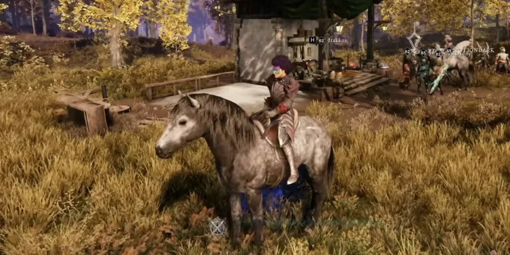 Player riding new world mount