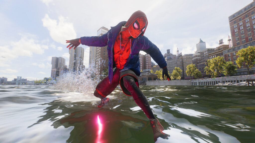 miles morales gliding on water