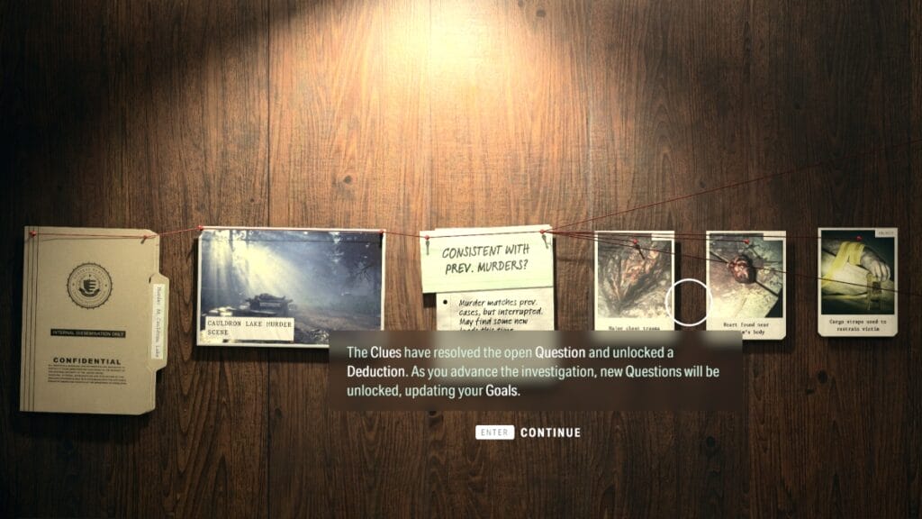 The crime board in Alan Wake 2