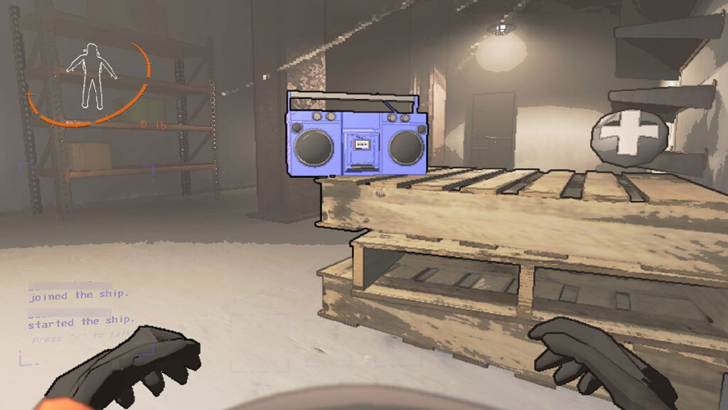 A boombox sits on a platform in Lethal Company