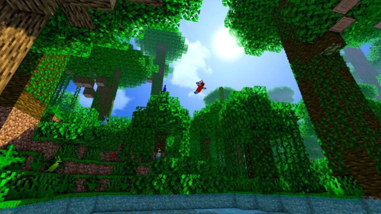 A forest in Minecraft