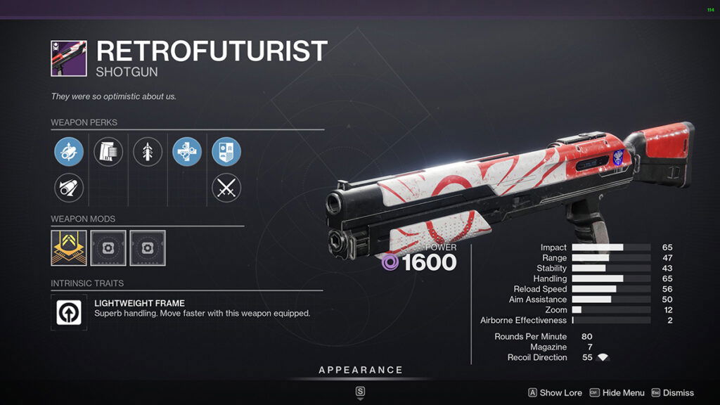 Destiny 2 Retrofuturist God Roll Stats