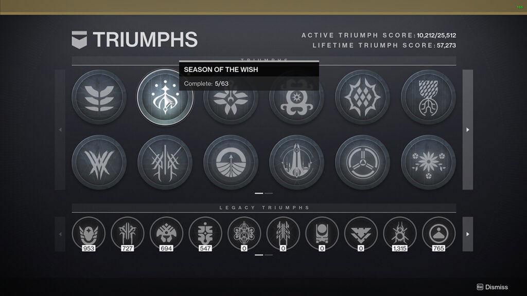 Destiny 2 Season of the Wish Triumphs