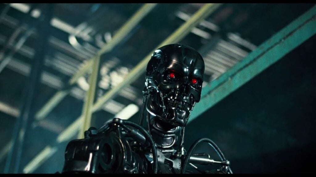 A shot of the endoskeleton from Terminator