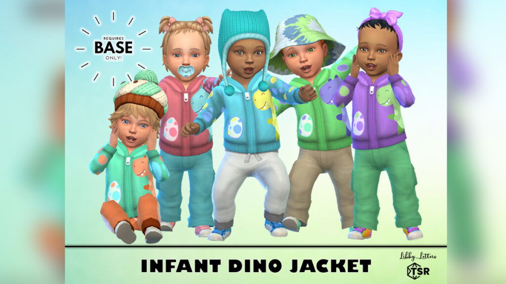 The Infant Dino Jacket is perfect for dinosaur-loving Sims 4 infants.