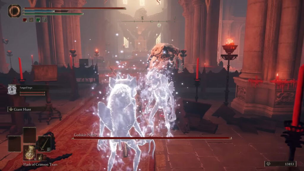 The player uses Imp Ashes in FromSoftware's epic Soulslike