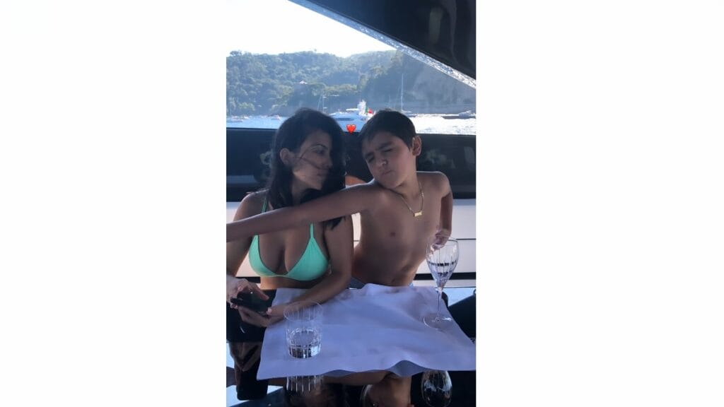 Kourtney and her son Mason Disick in bikini