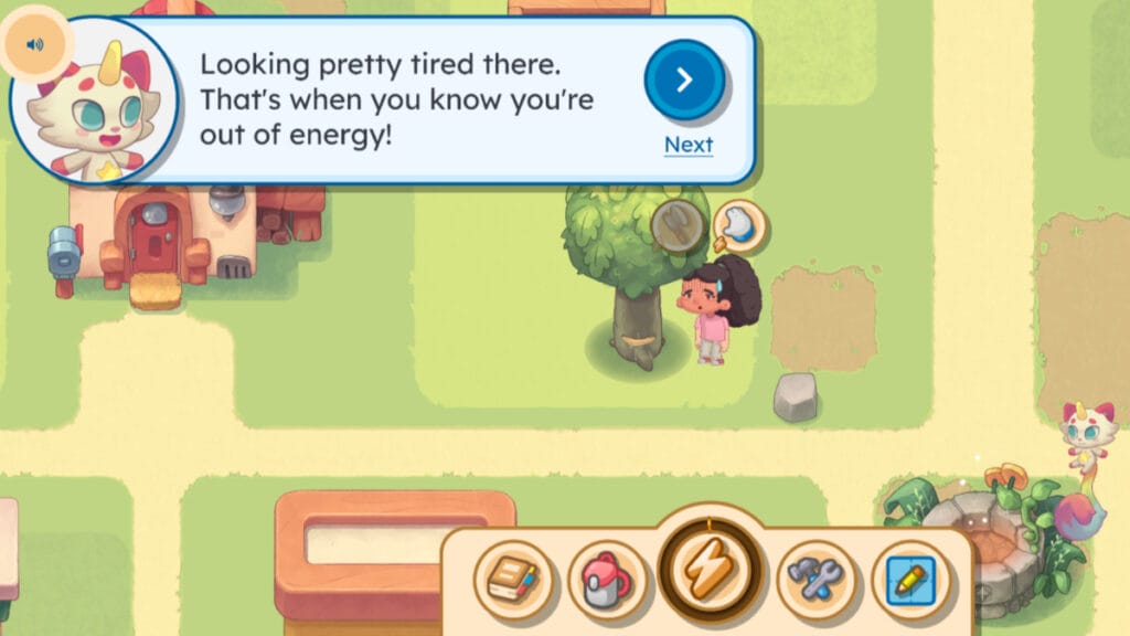 The main character talks to her companion in Prodigy English, one of the best browser games