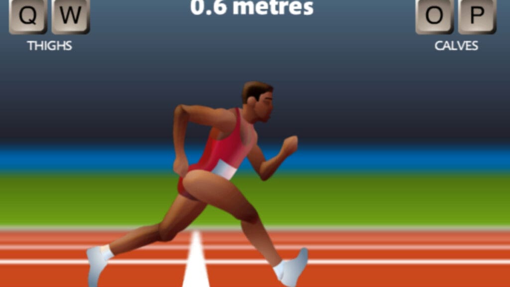 The runner takes his position in QWOP