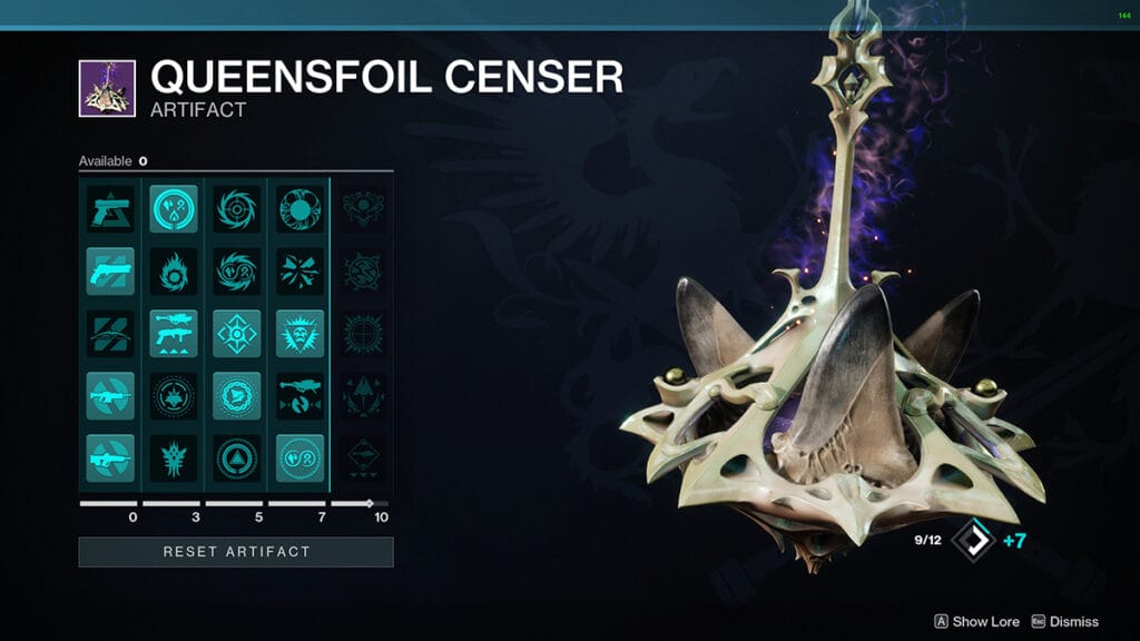 Queensfoil Censer Artifact Unlocks for the Infinite Super Shards of Galanor Build