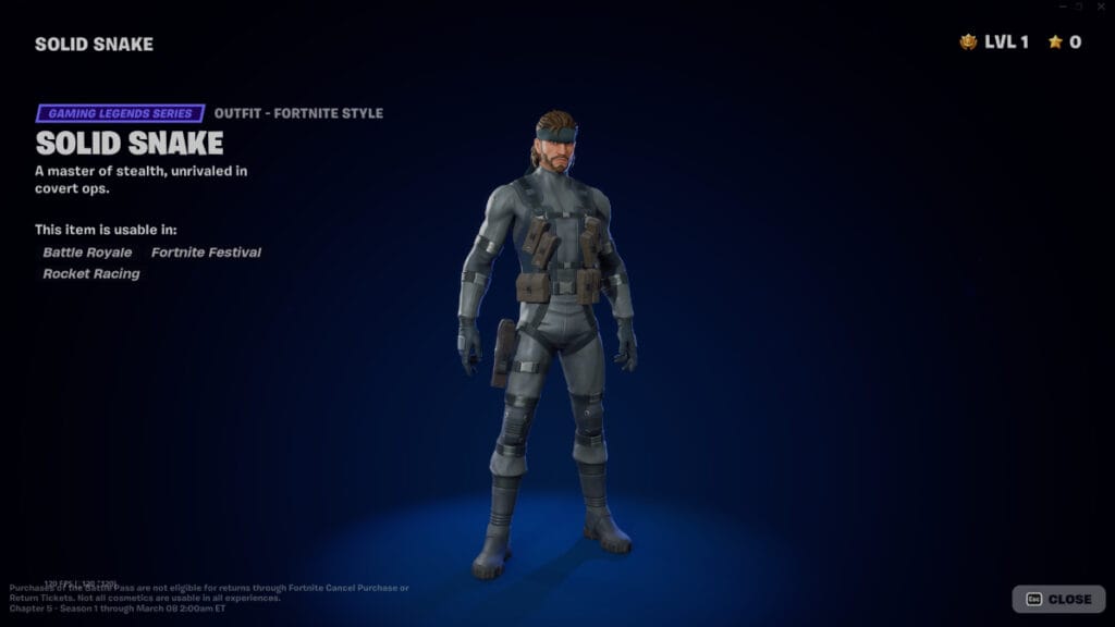 fortnite solid snake