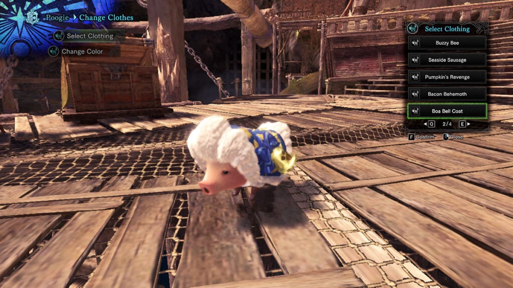 Boa Bell Coat Poogie costume in MHW