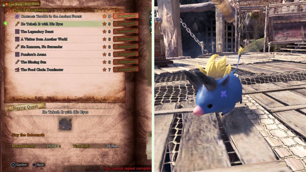 Bacon Behemoth Poogie costume in MHW