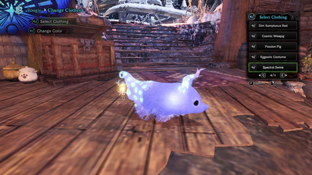 Spectral Swine Poogie costume in MHW Iceborne