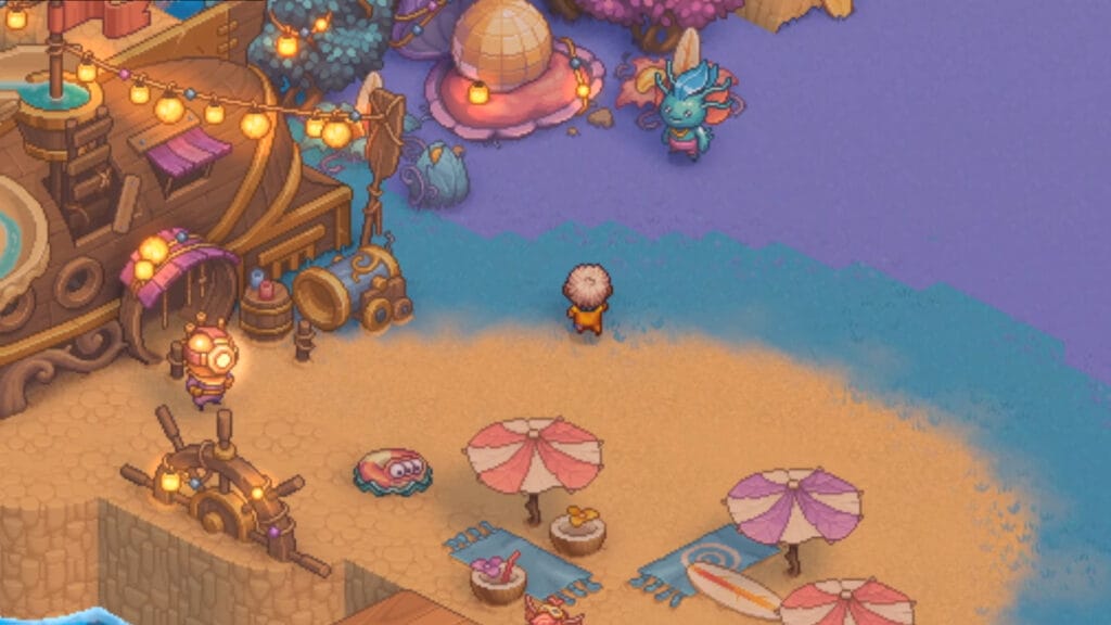 The player explores the beach in Bandle Tale