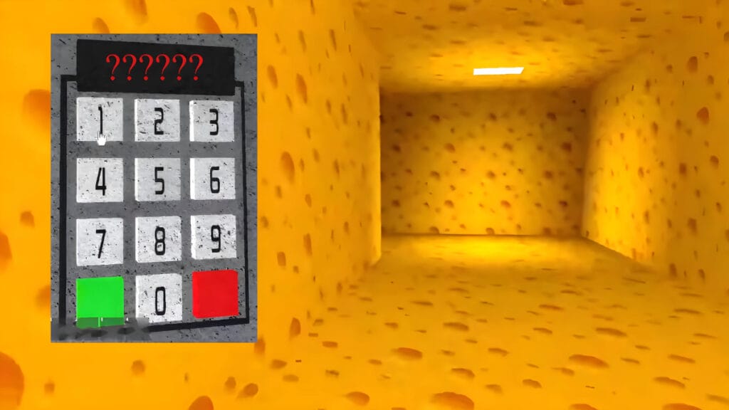 The code panel and a cheese hallway from Cheese Escape Chapter 2