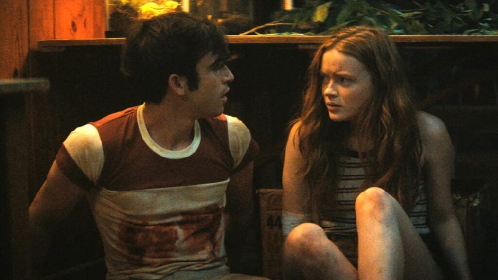 Ted Sutherland and Sadie Sink in Fear Street Part Two: 1978