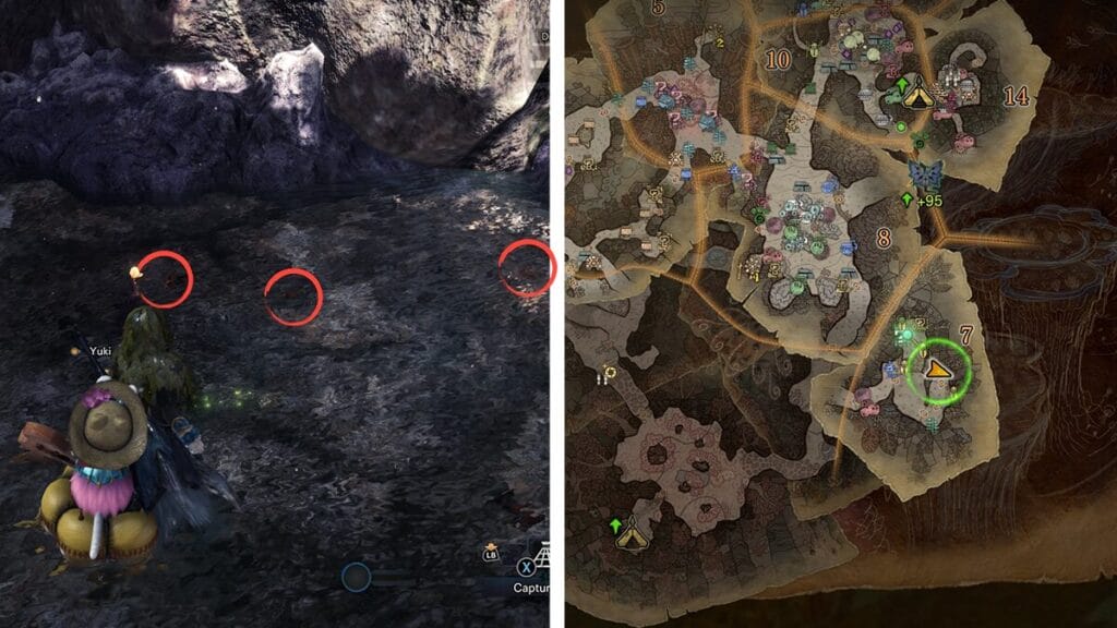 Gunpowderfish in Monster Hunter World Coral Highlands Map Location