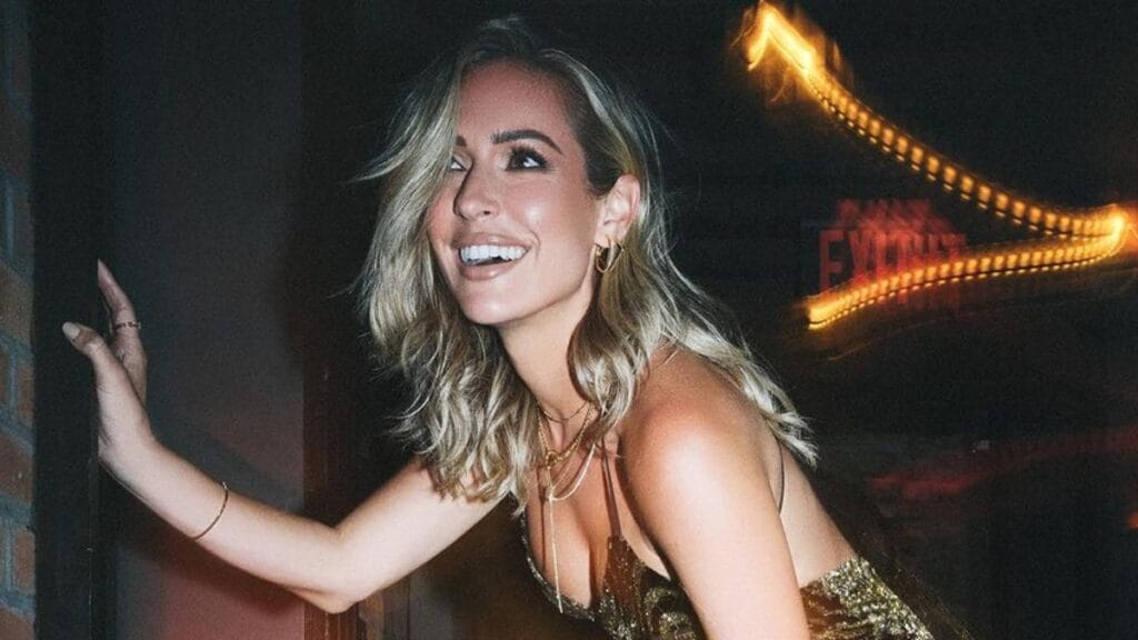 Kristin Cavallari in gold dress on Instagram