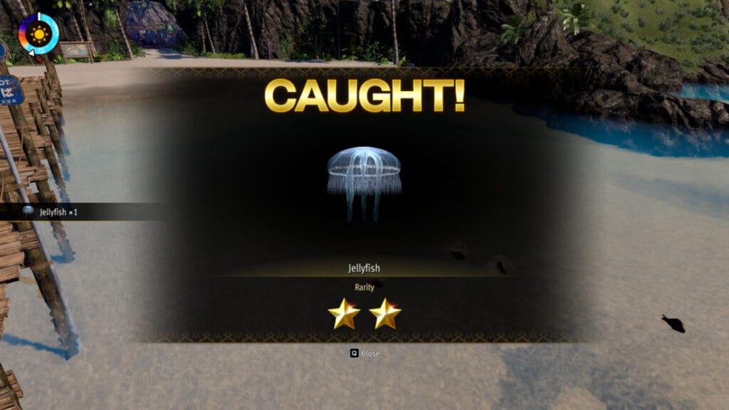 The player catches a 2-star jellyfish