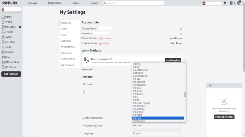 Roblox Location Account