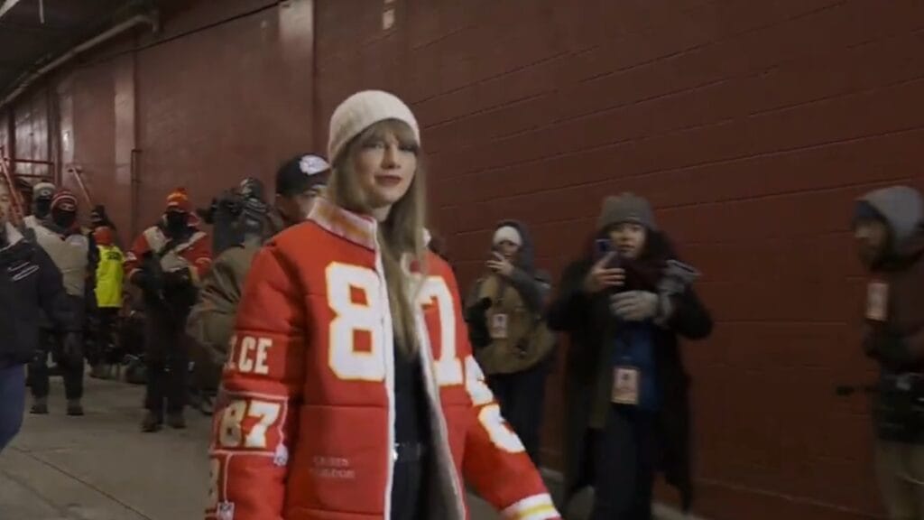 Taylor Swift arriving at football game