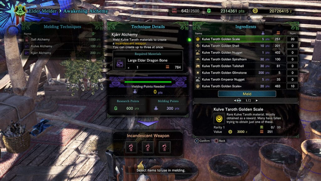 Kjarr Alchemy in MHW Iceborne