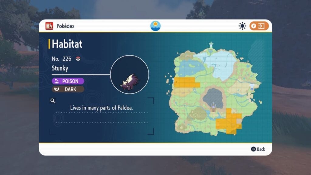 Stunky Pokedex map