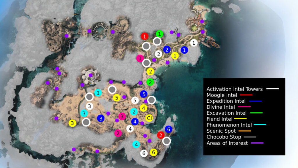 Complete map of the Corel region in Final Fantasy 7 Rebirth