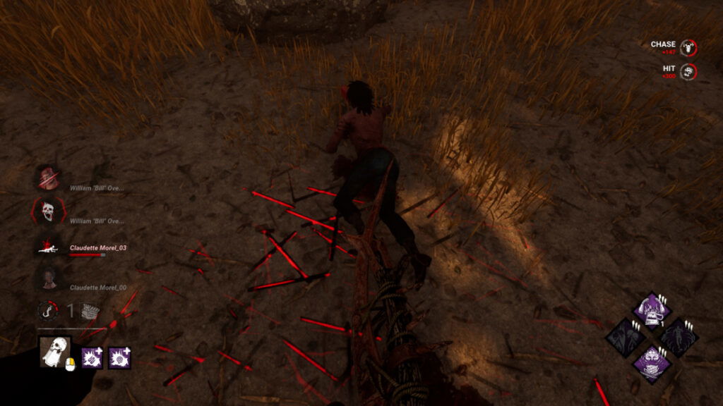 Claudette lies slugged on the ground after the killer drops her