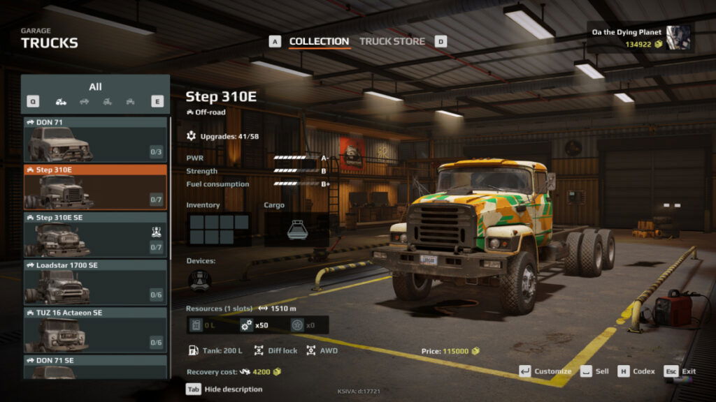 The Step 310E, one of the best starting vehicles in Expeditions: A MudRunner Game