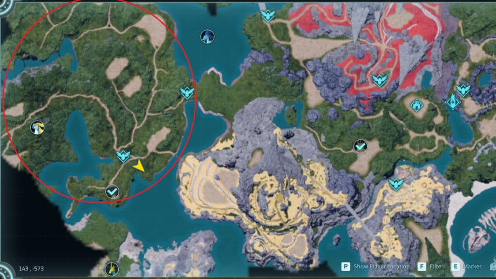 A map showing the locations where you can find Woolipop in Palworld