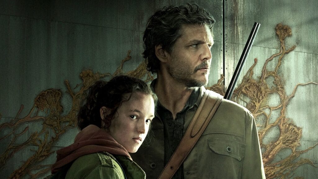 Perdo Pascal and Bella Ramsey as Joel Miller and Ellie Williams in The Last of Us