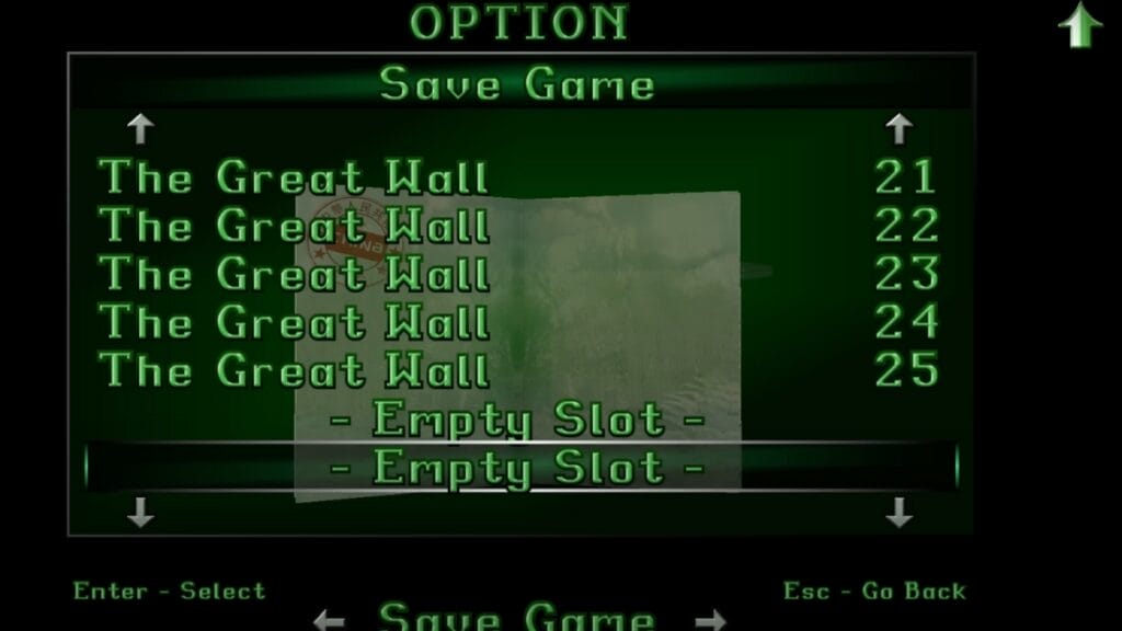 Tomb Raider Remastered Save/Load Menu